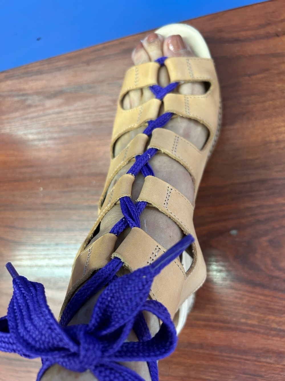 Jeffrey Campbell Tan Leather Lace-Up Gladiator Sandals